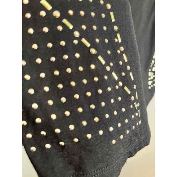 Retro Metallic Studs Cutout Beaded Top Black M Chic Classic Preppy Festive 90s - Picture 3 of 9